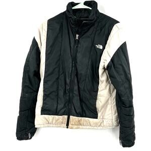 The North Face Size Large Zip Up Women's Jacket Black‎ and White Layer Coat